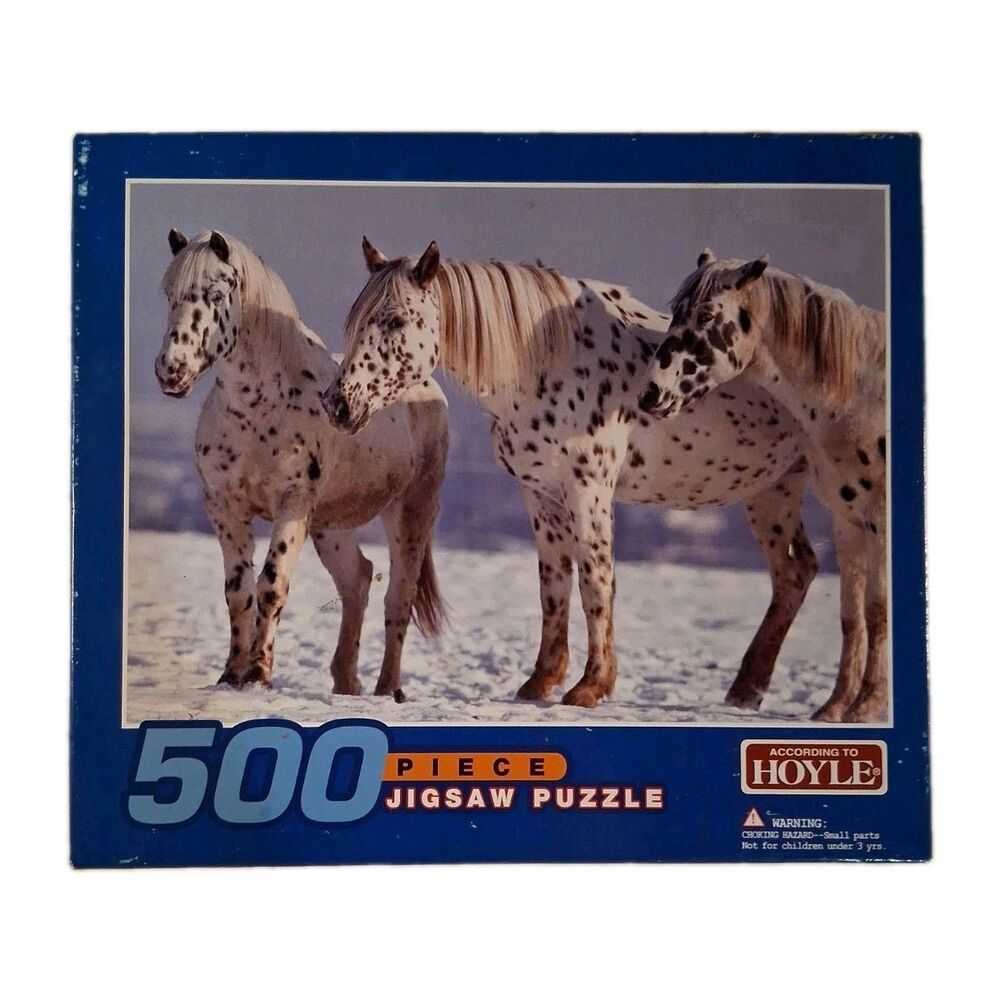 Hoyle 500pc Puzzle 3 Apaloosa Horses In A Snowy Field 2002